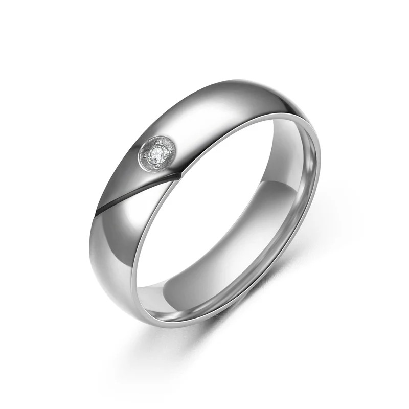 Anel de casal de aço inoxidável com estilo diamante. Demonstre seu amor com esta joia elegante e duradoura. Presente perfeito. — foto 3