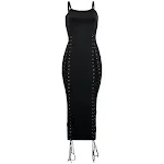 Sling-jurk voor dames met kleine V-hals en veters, slim-fit — foto 2