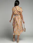 Vestido feminino de manga curta com estampa listrada, ideal para o verão. Confortável e estiloso, perfeito para um visual casual e moderno. — foto 2