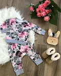 Conjuntos de Roupas para Bebê Menina Estilo Outono Roupas para Recém-Nascidos Terno com Estampa Floral Casual Conjuntos de Roupas para Bebê Menina. — foto 3