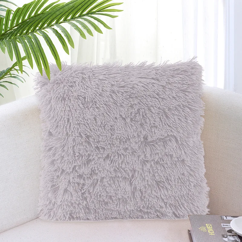 Title 11, Solid color simple crystal plush pillow for com...