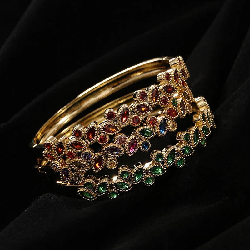 Pulseira de folha feminina Net Red com zircônia micro incrustada de cobre, um acessório elegante e delicado, ideal para realçar sua beleza e estilo. — foto 2