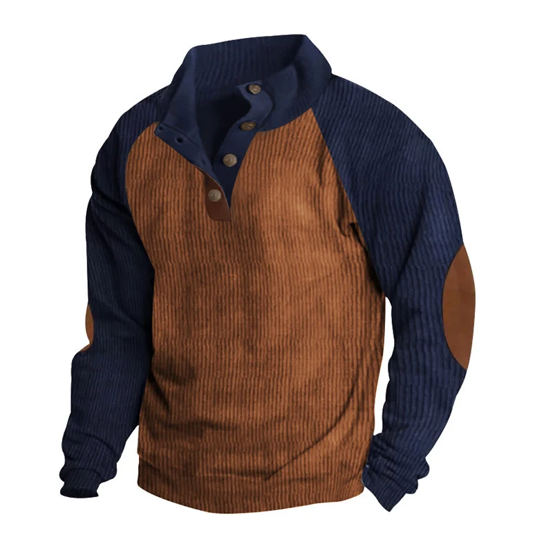 Moletom esportivo de veludo cotelê solto com combinação de cores. Conforto e estilo para atividades físicas e uso casual. — foto 6