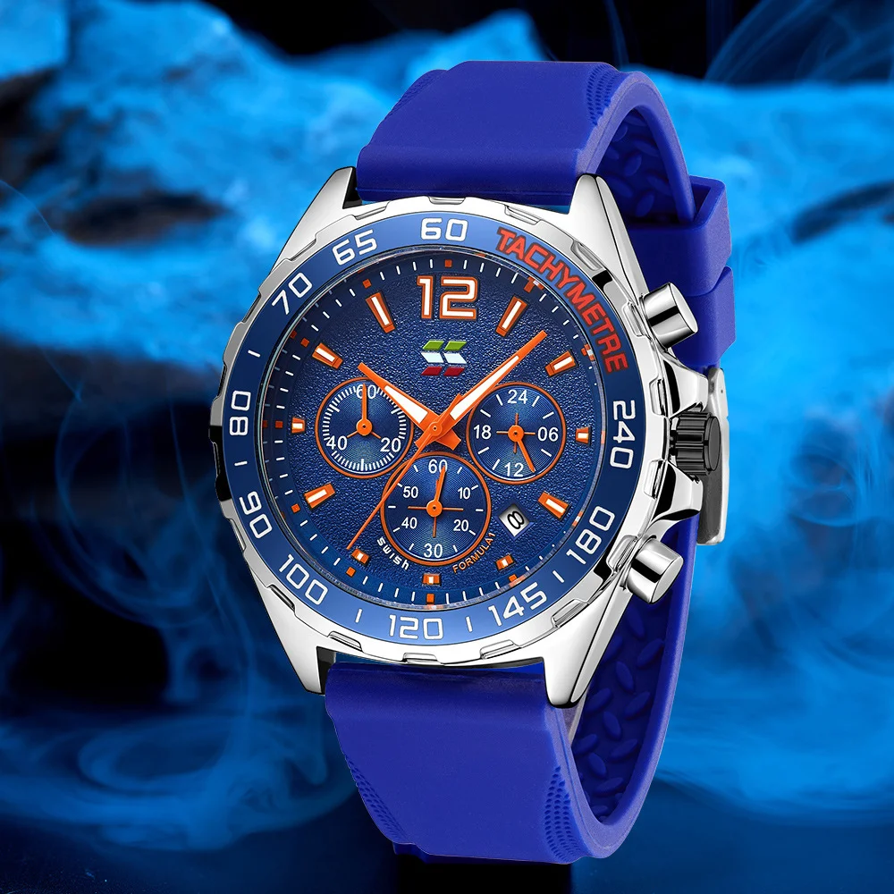 Relógio de quartzo com pulseira de borracha fina, cronometragem de seis pinos, moda esportiva para pulso, ideal para atividades. — foto 9