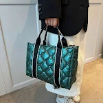 Bolsa de costura Rhombus para mulheres, design de inverno luxuoso, ombro de baixo, alta capacidade, para o trabalho diário, bolsas personalizadas. — foto 4