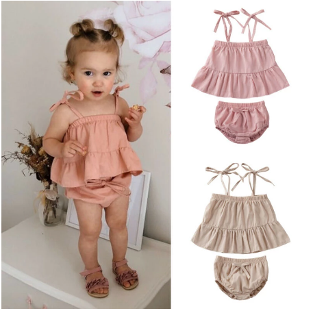 Title 7, Conjunto Infantil Feminino Verão Top Sling e Sh...