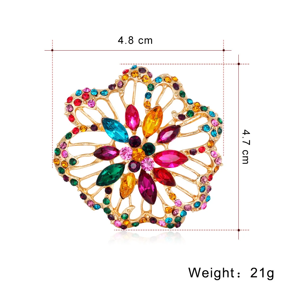 Vintage Corsage de Flores Huecas con Pedrería Colorida – Elegancia Clásica para Bodas y Eventos Especiales, Destacando tu Estilo. — foto 5