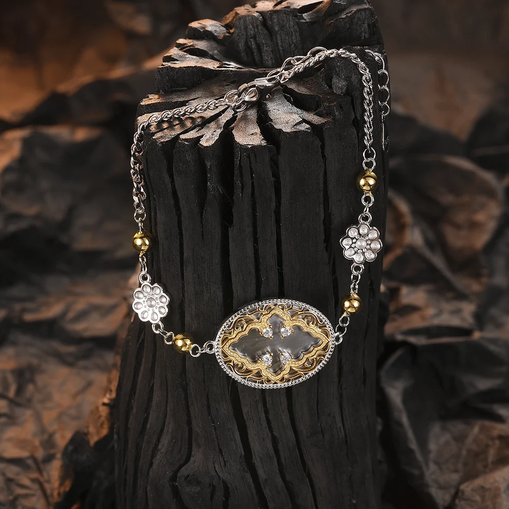 Pulseira com pingente de trevo de quatro folhas em prata 925, amuleto da sorte, elegante presente feminino. — foto 9