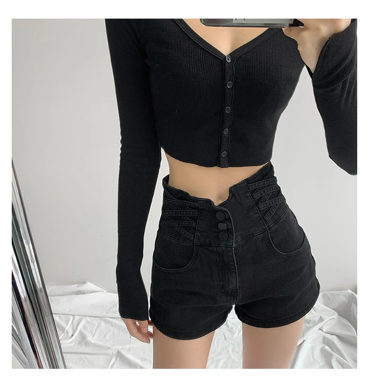 Title 1, Dames denim short, super hoge taille, corrigere...