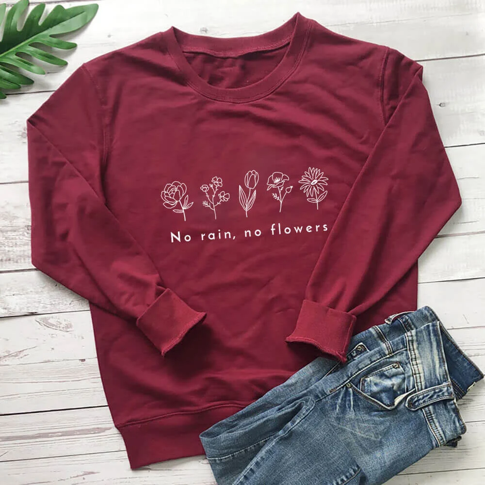 Title 8, Damen Pullover mit Rundhals und Pflanzenmuster,...