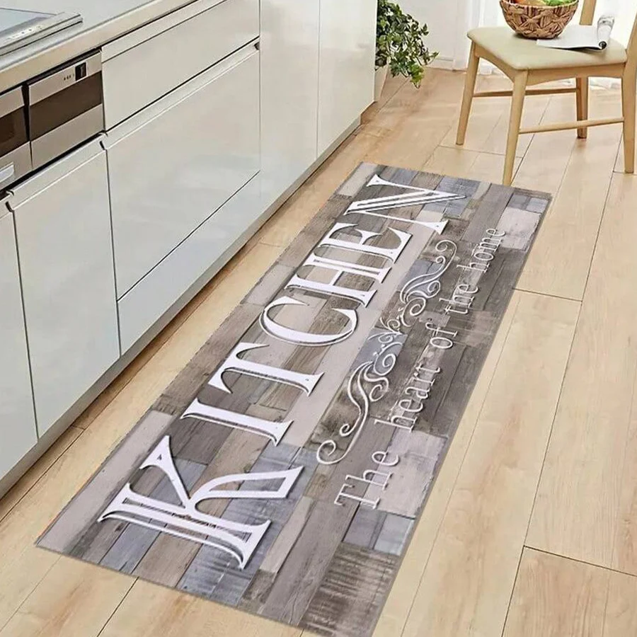 Crystal Velvet Gray Wood Grain Kitchen Door Mat, non-slip, absorbent and stylish, perfect for your home kitchen. — photo 2