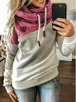 Suéter feminino de lã com capuz e costuras solto perfeito para conforto e aquecimento em dias frios, ideal para um visual casual e aconchegante. — foto 3