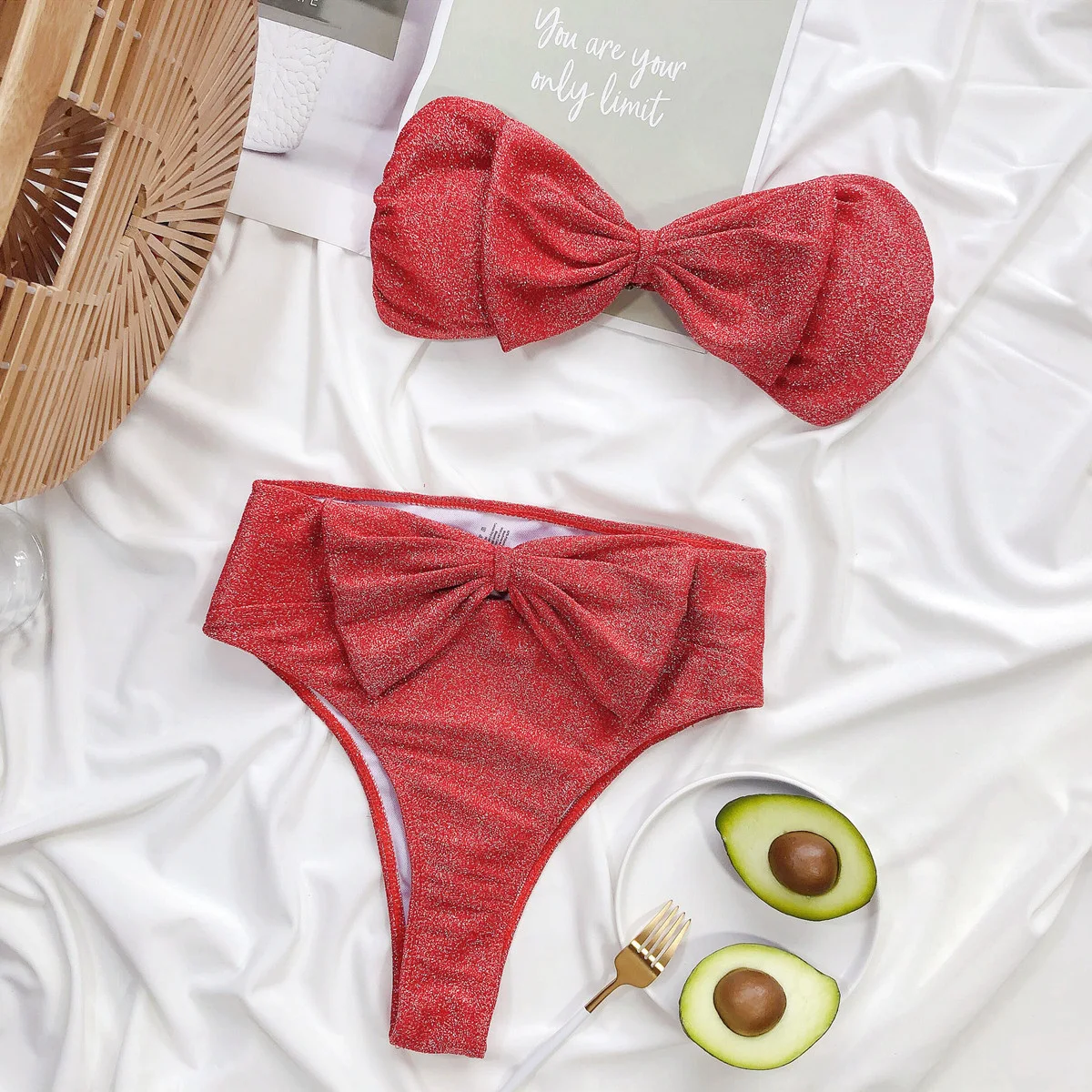 Title 36, Split bright silk bikini perfect for sunbathing...