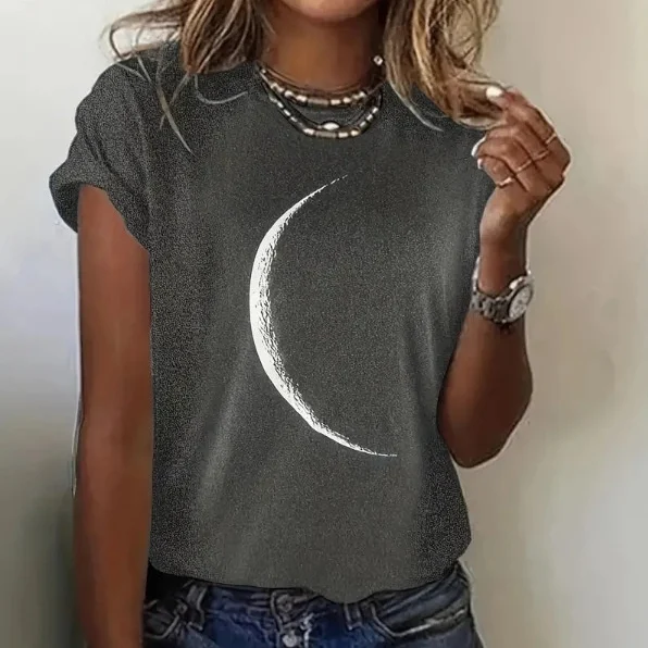 Pullover met 3D-digitale print en losse diagonale kraag Dames-T-shirt met korte mouwen — foto 8
