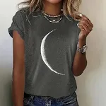 Pullover met 3D-digitale print en losse diagonale kraag Dames-T-shirt met korte mouwen — foto 8