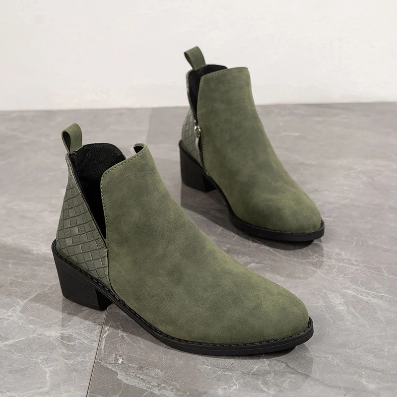 Title 4, Botas femininas de cano curto com zíper lateral...
