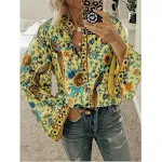 Camicia ampia con stampa pavone, abbottonata e a maniche lunghe, perfetta per un look comodo ed elegante, ideale per ogni occasione e stagione. — foto 3