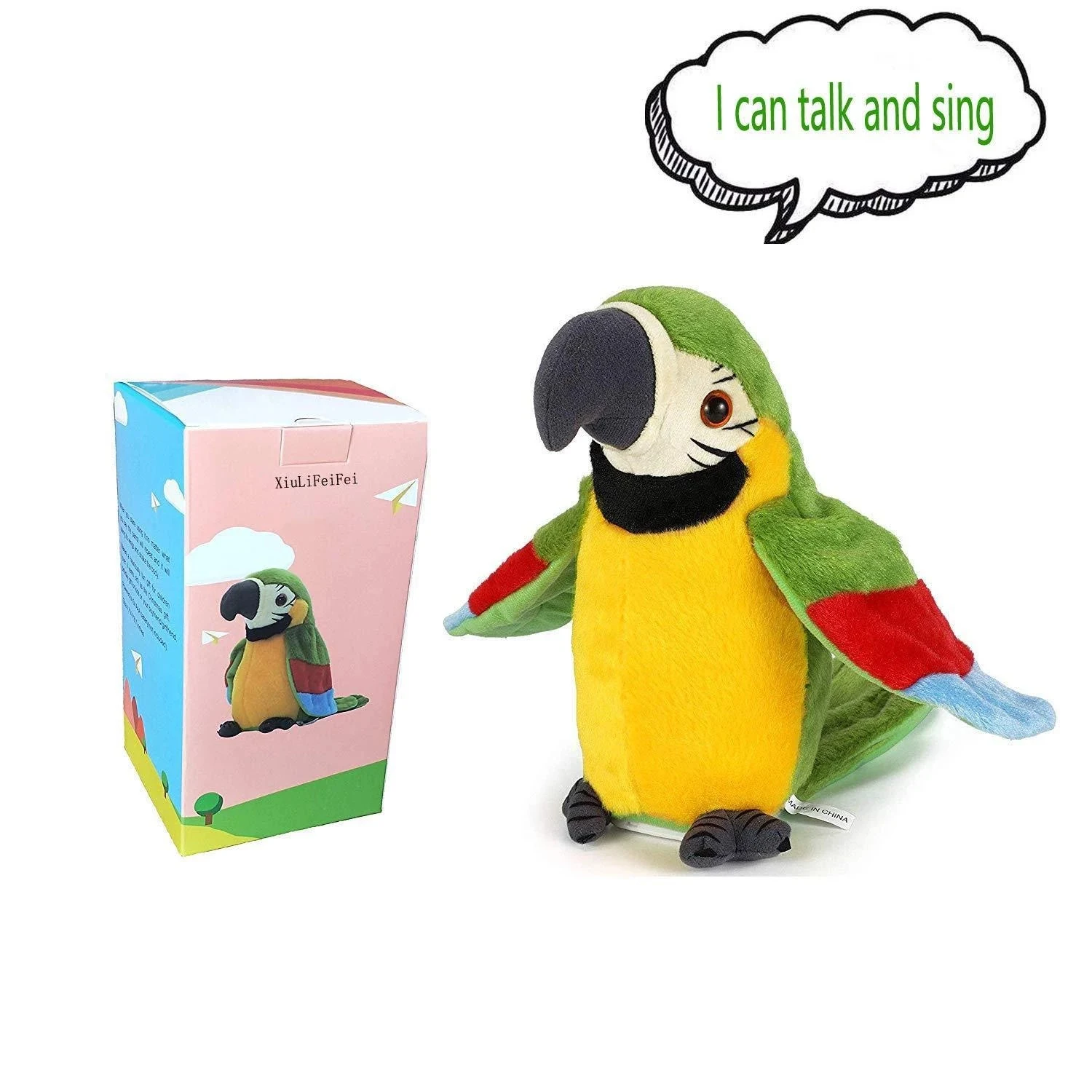 Title 1, Electric plush parrot toy for kids, sings and r...