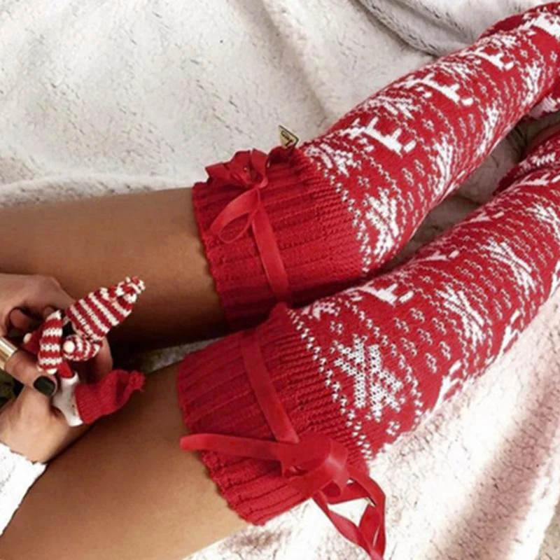 Women's Fashion Christmas Elk Mid Tube Over Knee Stockings, cozy and festive, perfect for winter, adding style and warmt — photo 8