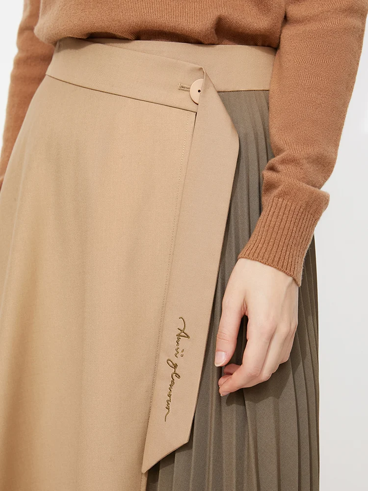 Title 7, Saia Midi Feminina A-Line com Detalhes Contrast...