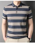 Heren Poloshirt Korte Mouw 2024 Gestreept Zakelijk Casual. Een basic, veelzijdig poloshirt voor een stijlvolle look, ideaal voor werk en vrije tijd. — foto 19