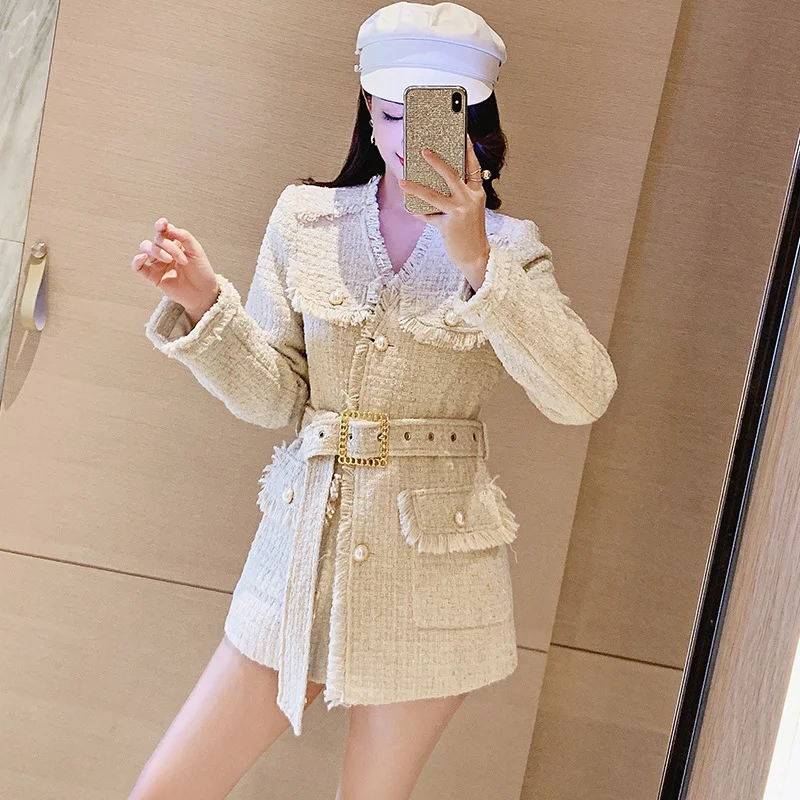 Title 4, Cappotto corto in tweed da donna con nappe e vi...