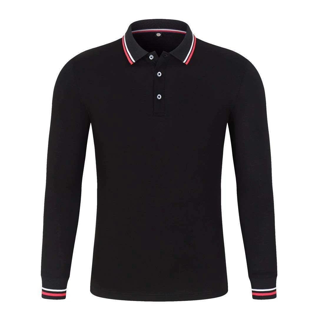 Title 10, Mens Long-sleeved Lapel Mercerized Cotton T-sh...