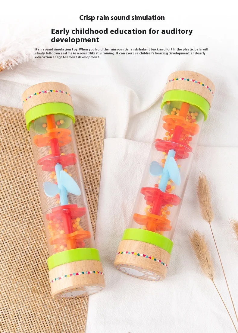 Title 3, Rain Sounder Sounding Tube Wooden Toy Simulated...