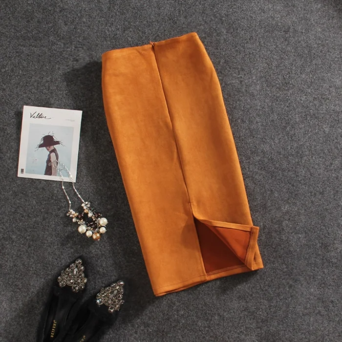 Title 10, Deerskin velvet bag hip mid-length skirt. Exper...