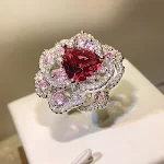 Anel Ice Flower com diamante de alto carbono de alta tecnologia para mulheres, corte deslumbrante e elegância sofisticada. — foto 4