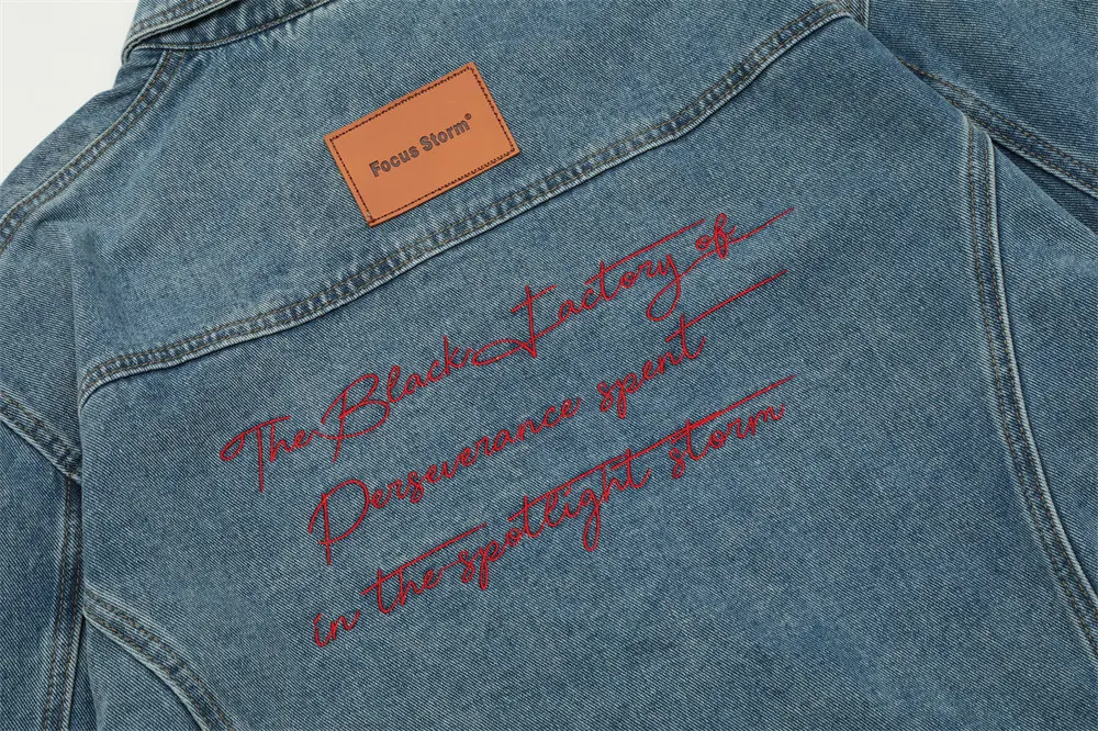 Title 5, Mens Embroidered Letters Denim Clothes Jacket ...