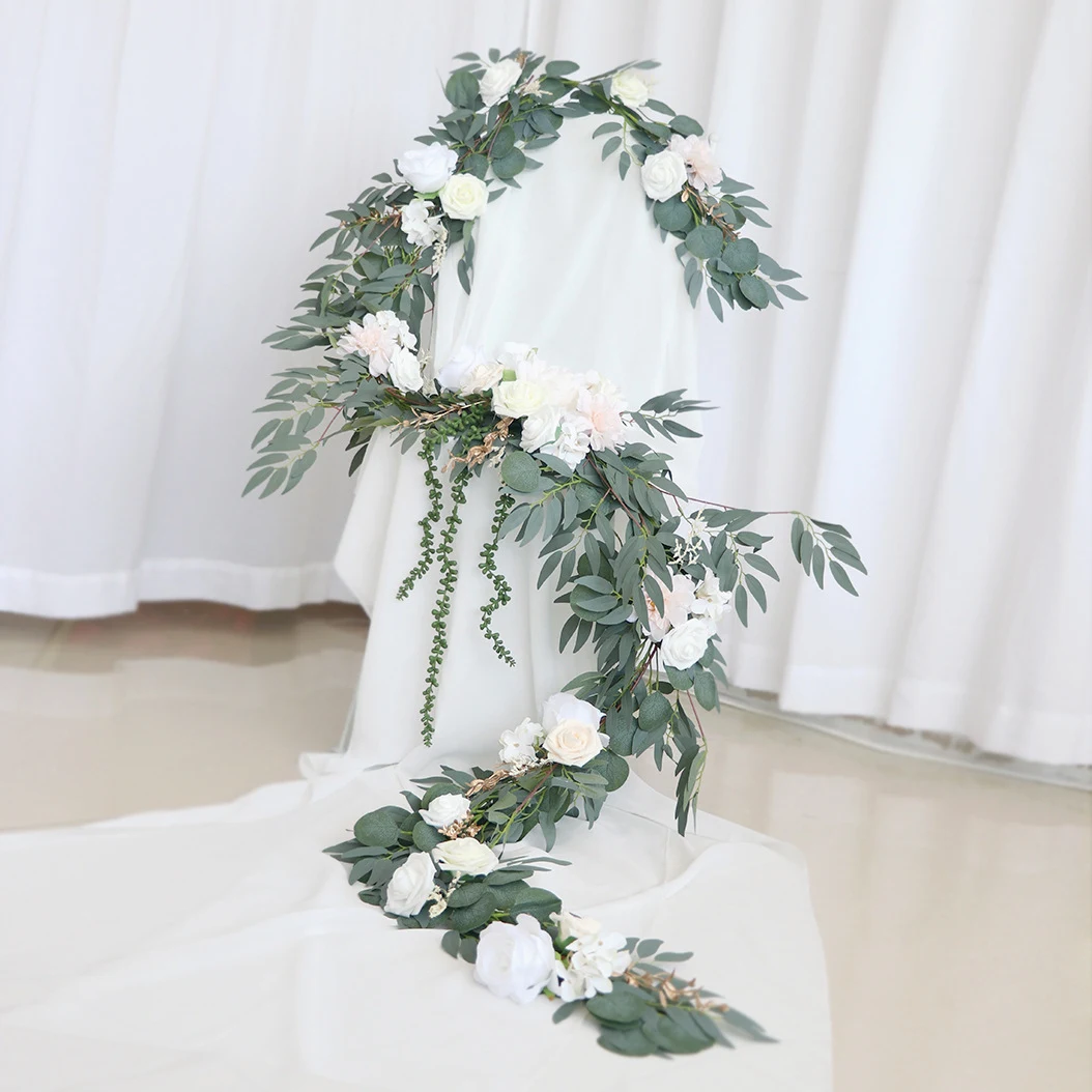 Ghirlanda Ornamentale Simulazione Foglie di Eucalipto e Salice per Matrimoni, Festival e Feste, Perfetta Decorazione Festiva. — foto 15