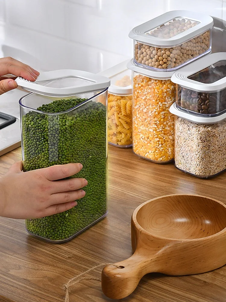 Sealed Tank Storage Container Transparent Plastic Kitchen Spice Box Nut Tea Jar Grain Storage. Clear view, airtight food — photo 9