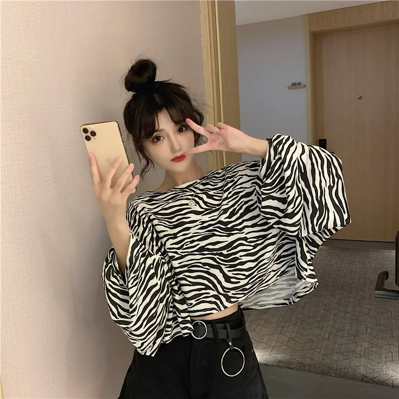 Roupas de outono femininas novo estudante coreano bf solto lanterna mangas colheita topo — foto 4