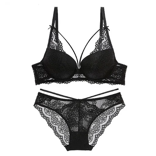 Title 1, Green Underwear Set Women Push Up Bra and Panti...