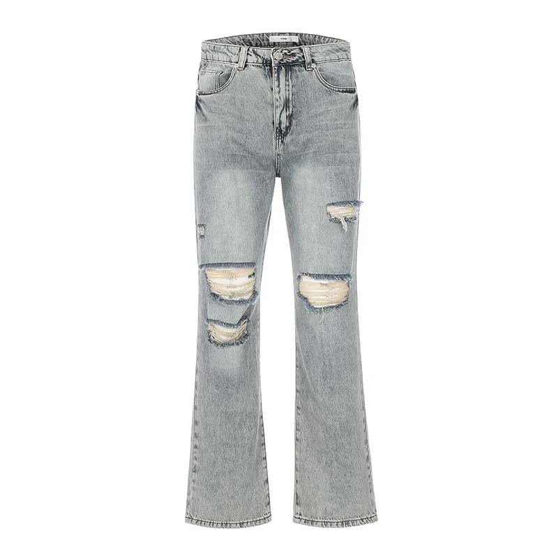 American High Street Washed Ripped Jeans Retro Slimming Look Slim Fit Women's Denim High Quality Vintage Style — photo 5