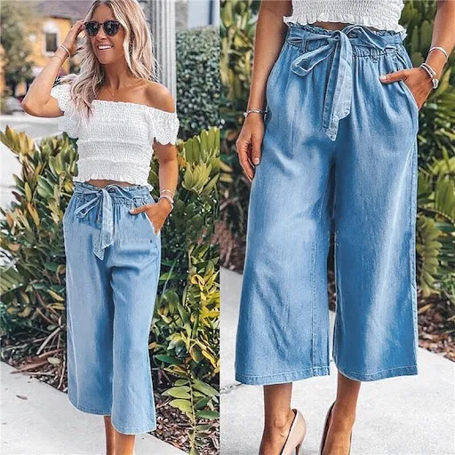 Title 4, Calça jeans casual plus size cor sólida perna l...