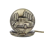 Relógio de bolso quartzo vintage Forest Pickup Truck, ideal para colecionadores e amantes de design retrô, com precisão e estilo. — foto 1