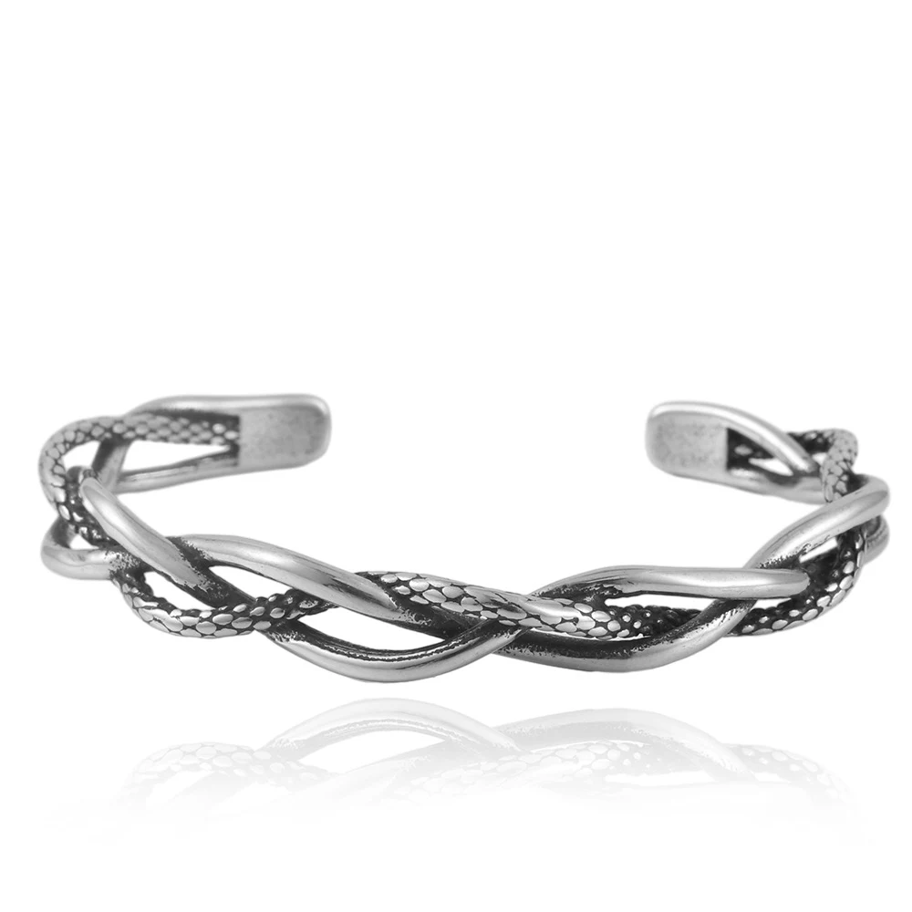 Pulseira retro de cobra vazada em aço inoxidável, um acessório ousado e elegante que eleva seu visual com um toque vintage e sofisticado. — foto 5