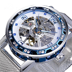 Relógio mecânico manual com strass vazados e pulseira de malha. Sofisticação e precisão para o seu pulso, um acessório elegante e atemporal. — foto 2