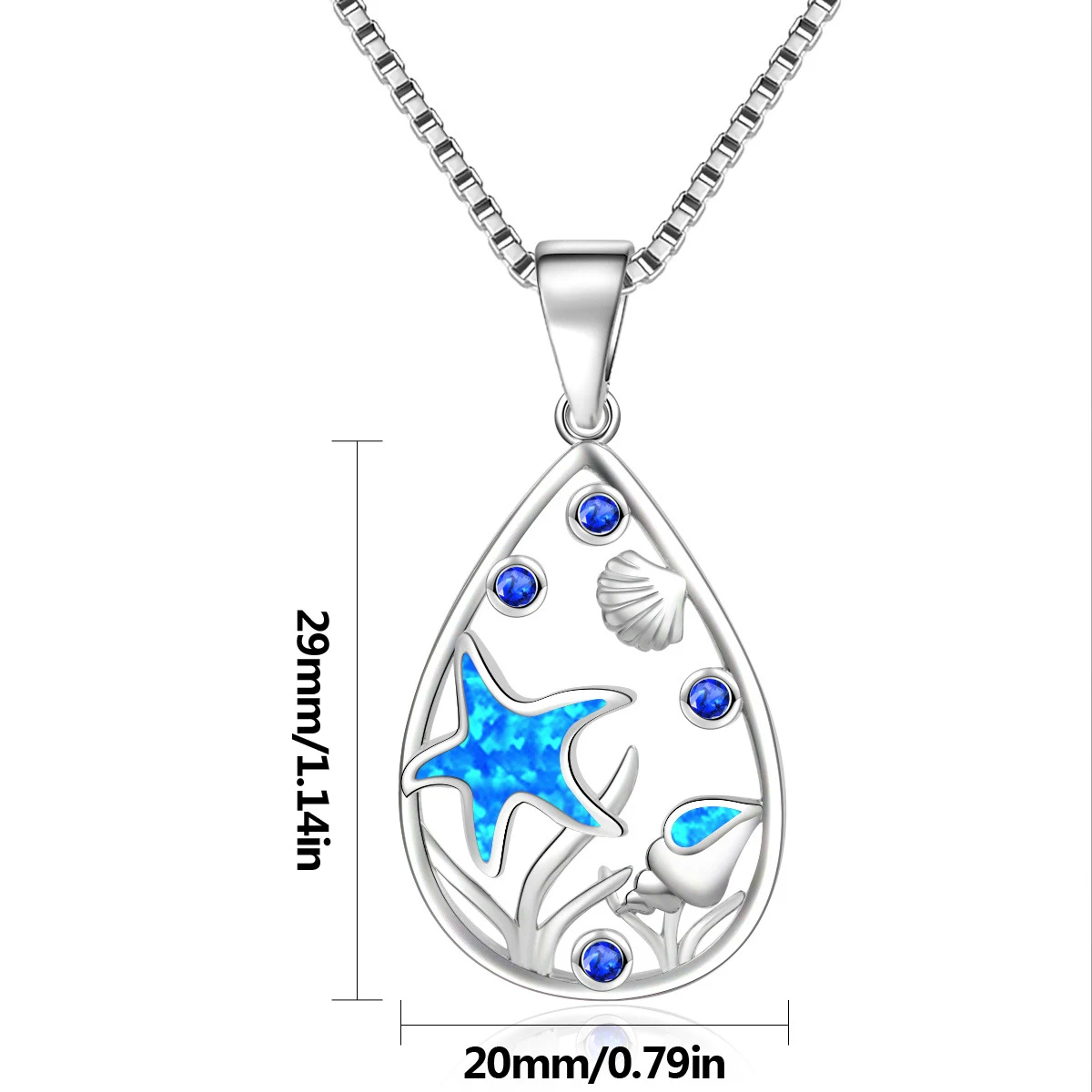 Colar estrela-do-mar azul opala primavera verão. Charme praiano, design exclusivo, ideal para looks de verão e presente especial. — foto 4