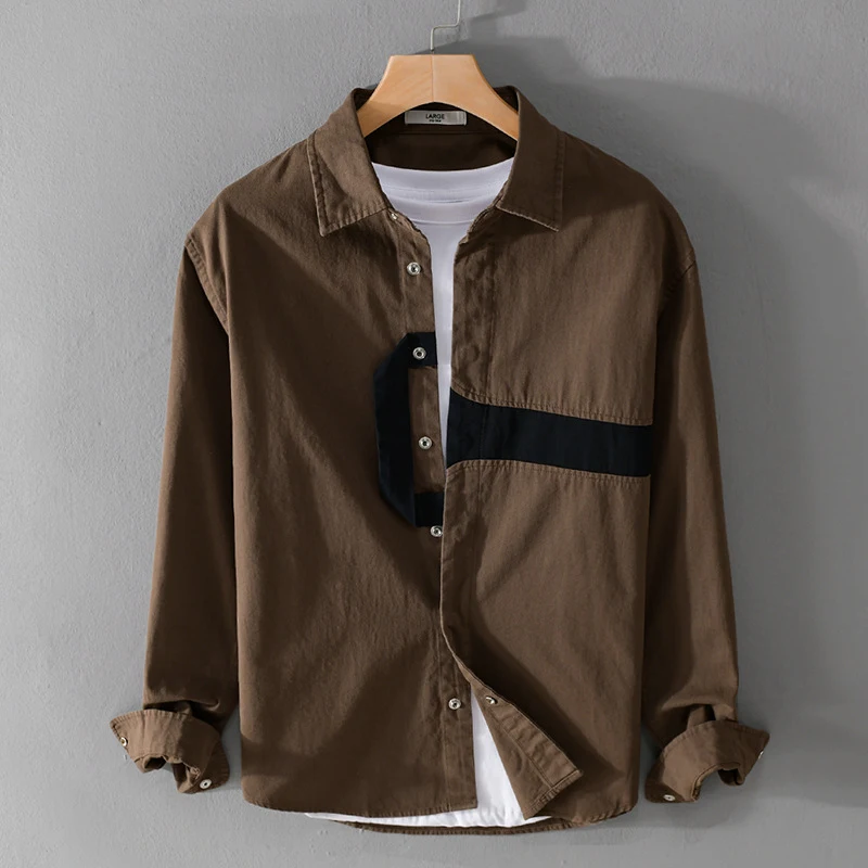 Camisa masculina de manga longa estampada casual solta, perfeita para um visual despojado e confortável no dia a dia — foto 3