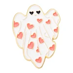Simpatico piccolo spilla fantasma bianco horror, un accessorio spettrale per giacche, borse e abbigliamento. Un tocco unico e divertente. — foto 5