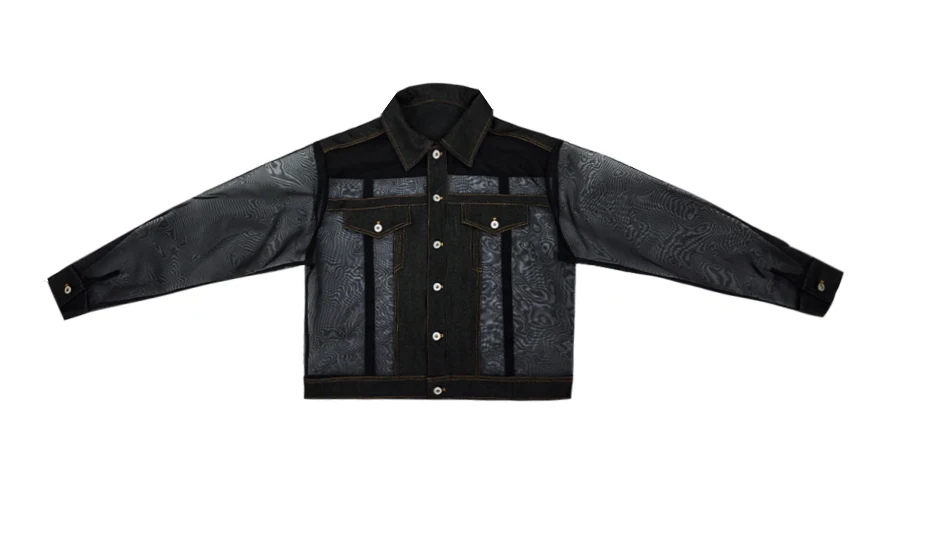 Jaqueta com design vazado em malha nicho transparente, leve e estilosa. Perfeita para looks modernos e frescos, ideal para diversas ocasiões. — foto 1