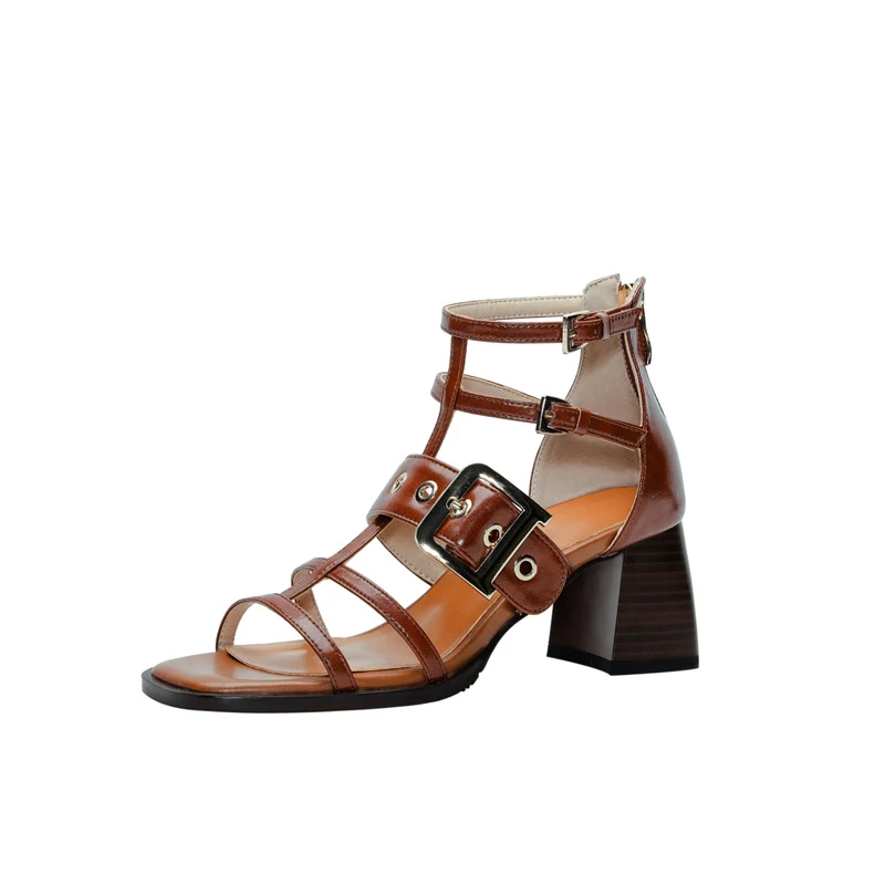 Vintage Women's Leather Wood Grain Chunky Heel Square Toe Hollow Boots – a stylish, comfortable, and unique addition to — photo 2