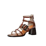 Vintage Women's Leather Wood Grain Chunky Heel Square Toe Hollow Boots – a stylish, comfortable, and unique addition to — photo 2