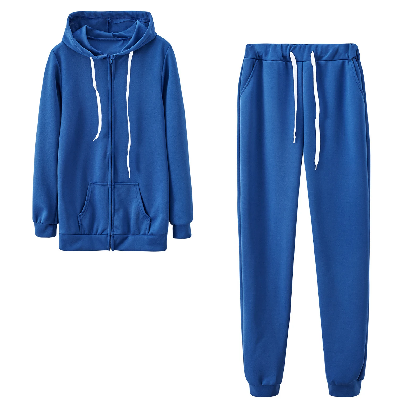 Cardigan da donna con cappuccio e zip, maniche lunghe, tinta unita, maglione, vita elastica, abito casual e ampio, perfetto per ogni occasione. — foto 11
