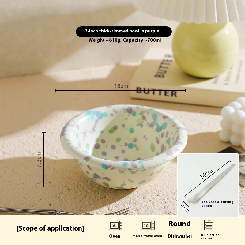 Title 6, Stylish Splash-Ink Ceramic Yogurt Bowl for beau...