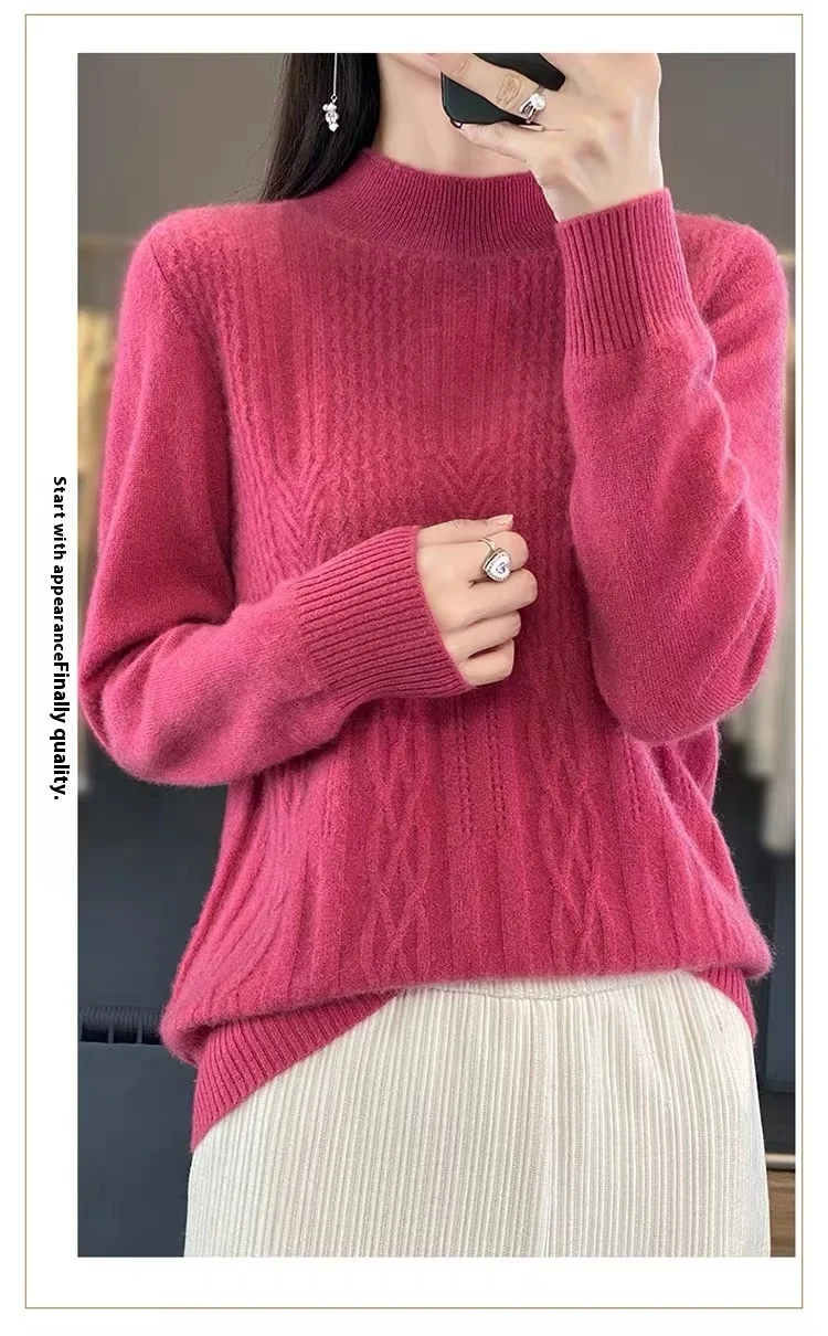 Title 15, Autumn And Winter Mock Neck Sweater Fashion Pul...