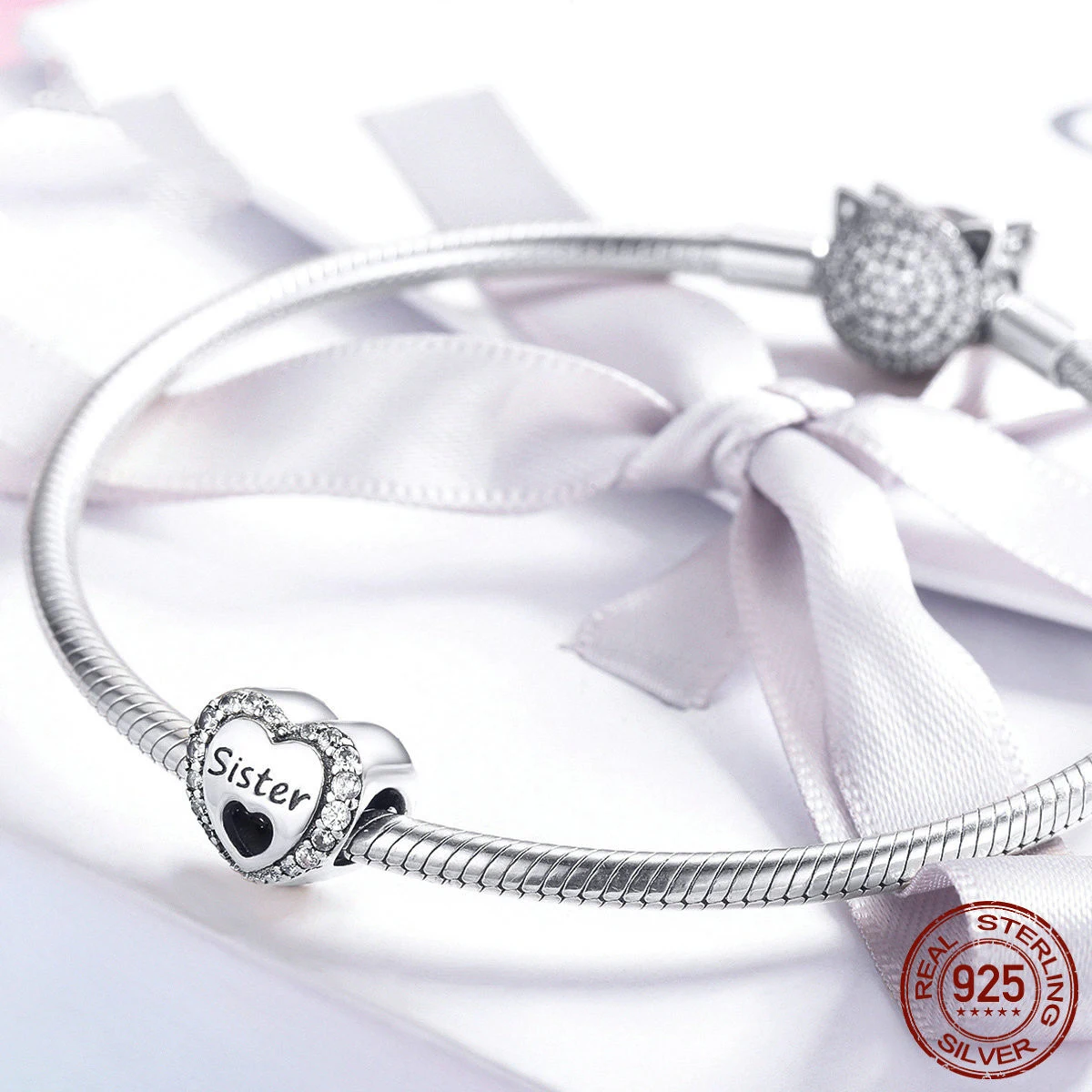 Pulseira DIY em formato de coração com contas soltas de prata esterlina S925, perfeita para criar pulseiras personalizadas e únicas. — foto 4
